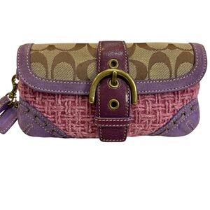 Coach Vintage SoHo Wristlet & Clutch Pink Tweed Purple Suede Signature C’s GUC